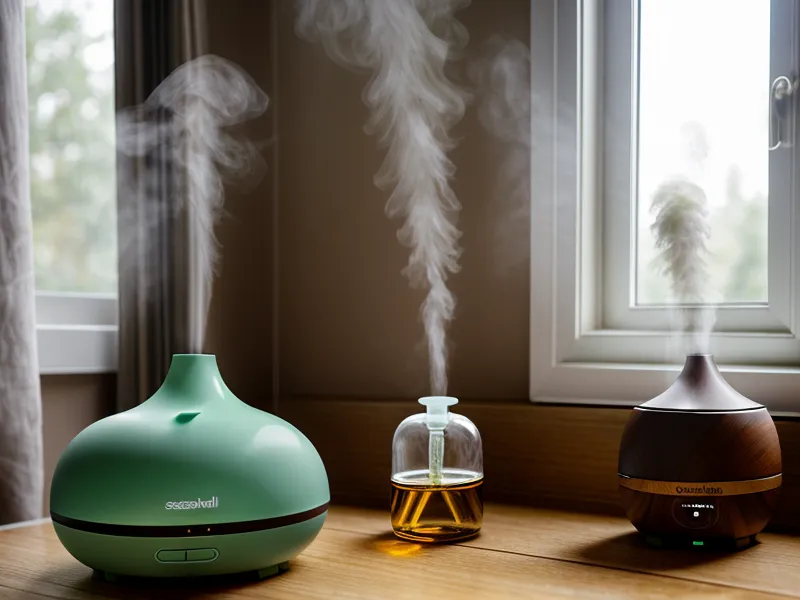 Tache collante d'huile essentielle sur une étagère en bois, signe d'un rangement maison à revoir
