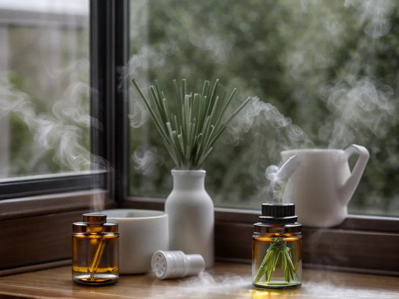 Astuce ménage : préparer un spray aux huiles essentielles sur le plan de travail de la cuisine