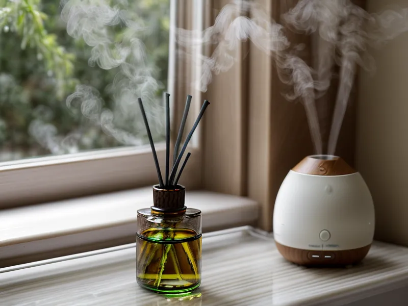 Tester la brume d'un spray aux huiles essentielles avant de vaporiser un matelas, geste utile pour débutante