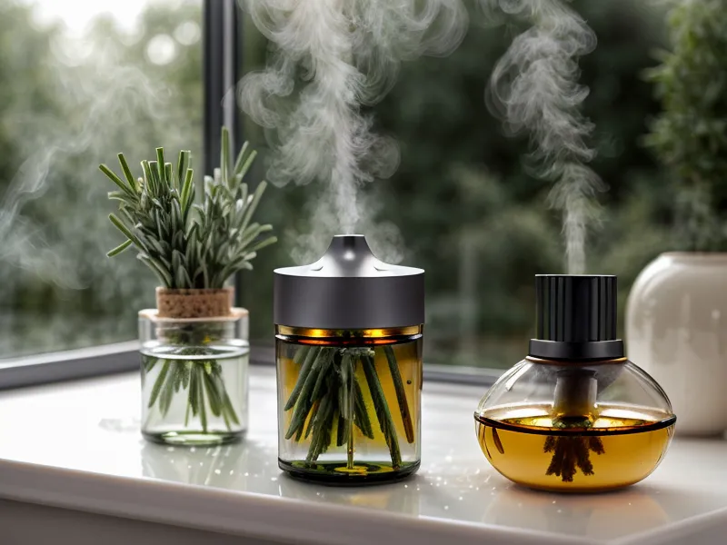 Goutte d'huile essentielle versée sur un pochon en tissu posé à côté de baskets de sport, astuce entretien au quotidien avec des huiles essentielles