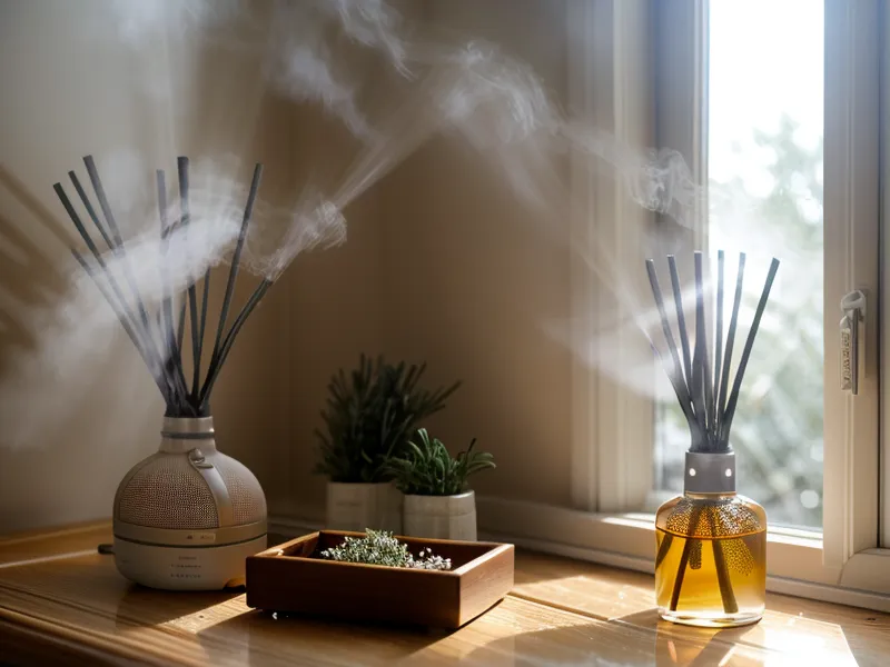 Gros plan d'une main tenant un flacon de 10 ml d'huile essentielle de menthe poivrée, à doser avec prudence