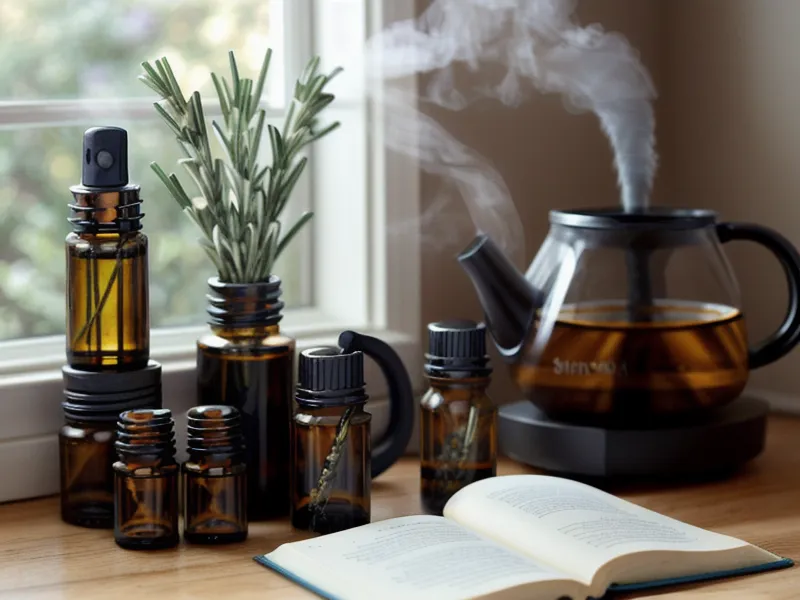 Tablette ouverte sur une formation aroma en ligne, à côté d'un flacon compte-gouttes du quotidien