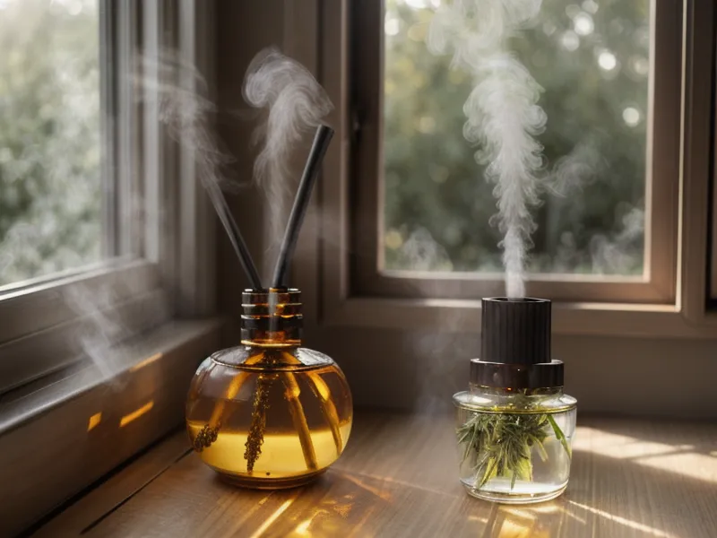 Vapeur s'échappant d'un lave-vaisselle entrouvert après un cycle parfumé au citron et à l'eucalyptus